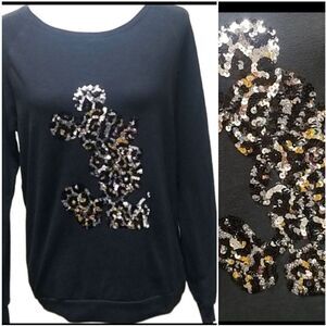 Disney Parks Pullover Embellished Black Top SZ L